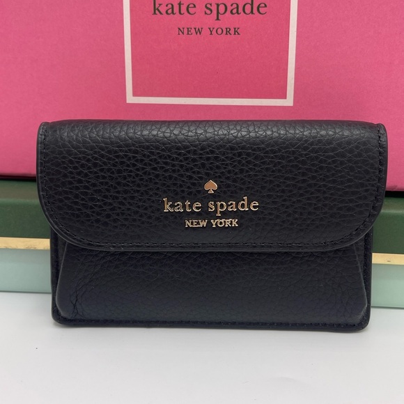 Kate Spade Dumpling Small Pebble Leather Flap Card Holder Wallet 
Black 
NWT - Picture 13 of 16